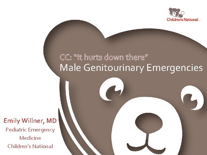 CC It hurts down there Male Genitourinary Emergencies