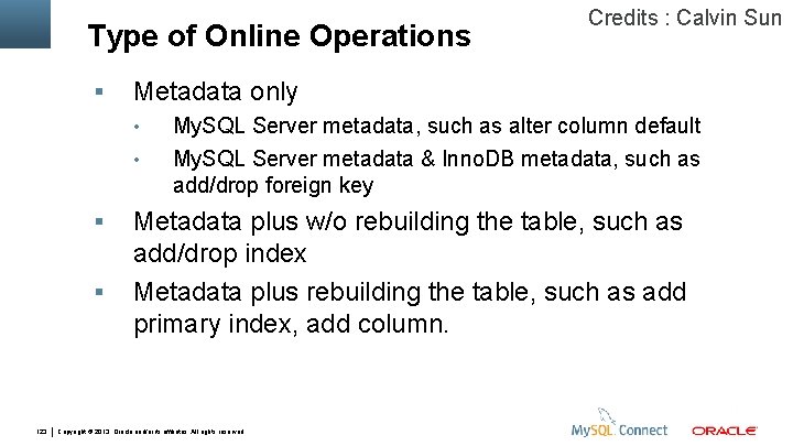 Type of Online Operations Metadata only • • 123 Credits : Calvin Sun My.