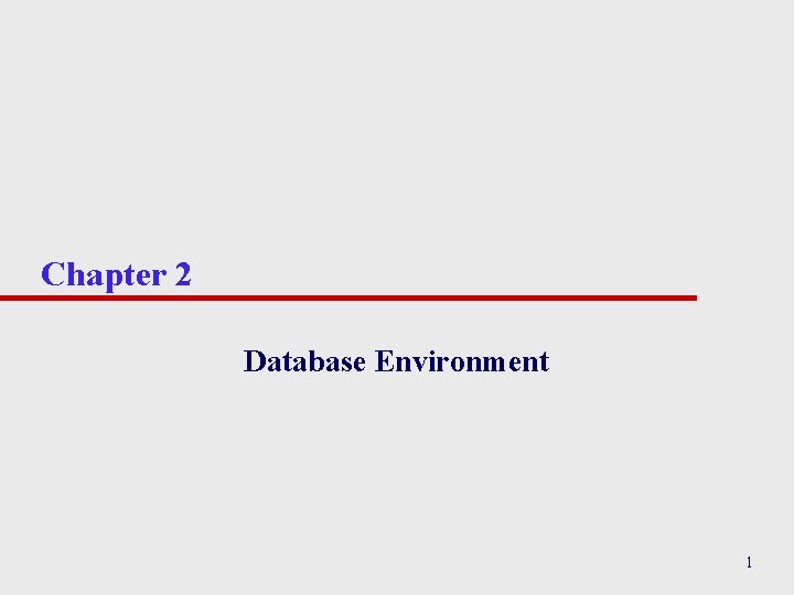 Chapter 2 Database Environment 1 