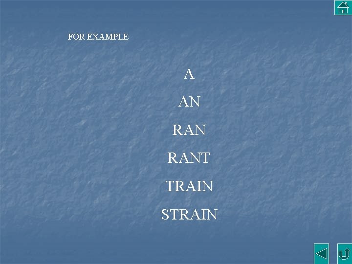 FOR EXAMPLE A AN RANT TRAIN STRAIN 