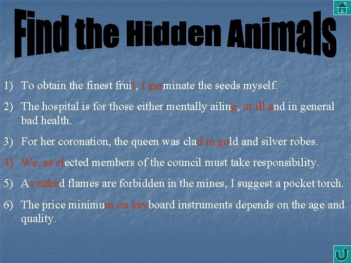 1) To obtain the finest fruit, I germinate the seeds myself. 2) The hospital