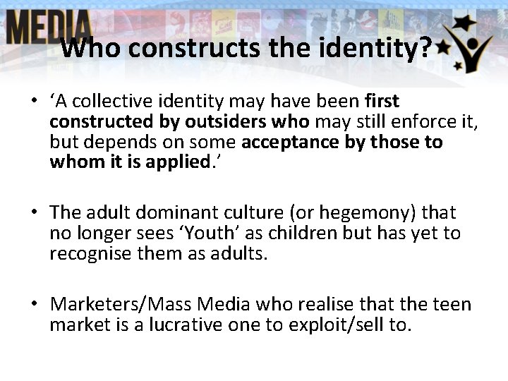 Who constructs the identity?
• ‘A collective identity may have been first constructed Who constructs the identity?
• ‘A collective identity may have been first constructed