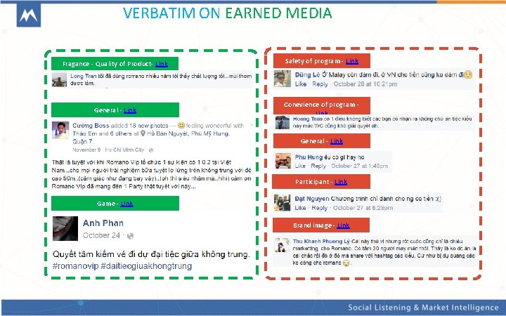 VERBATIM ON EARNED MEDIA Fragance - Quality of Product- Link Safety of program -
