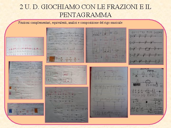 2 U. D. GIOCHIAMO CON LE FRAZIONI E IL PENTAGRAMMA Frazioni complementari, equivalenti, analisi