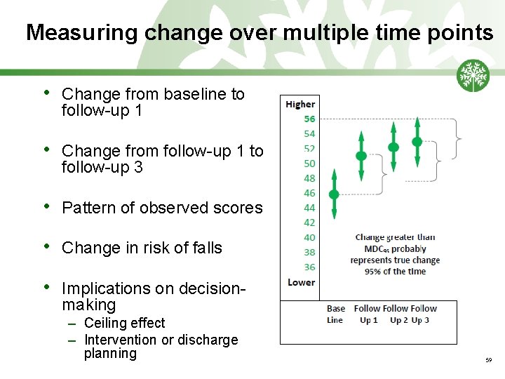 Measuring change over multiple time points • Change from baseline to follow-up 1 •