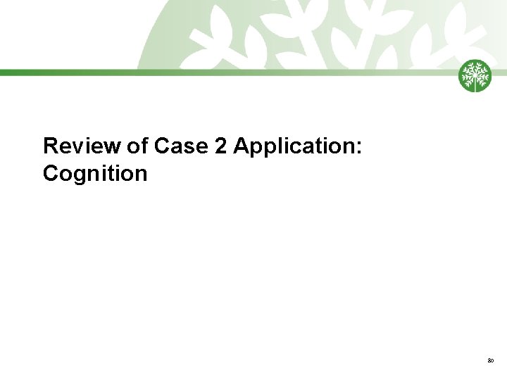 Review of Case 2 Application: Cognition 80 