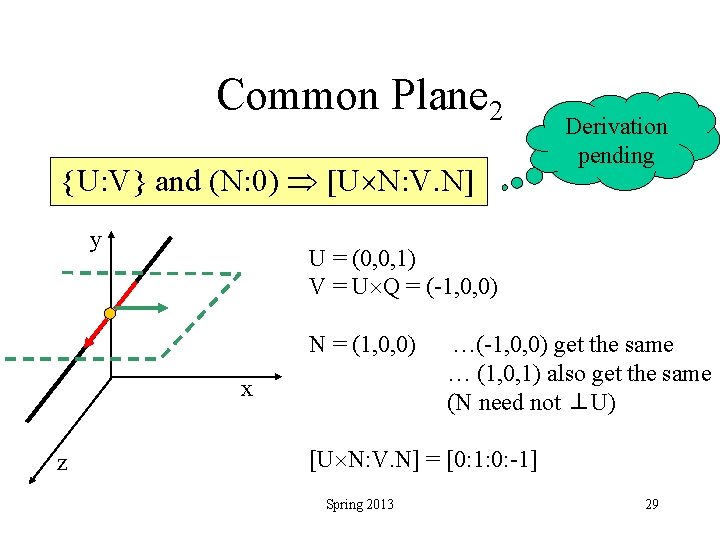 Common Plane 2 {U: V} and (N: 0) [U N: V. N] y U