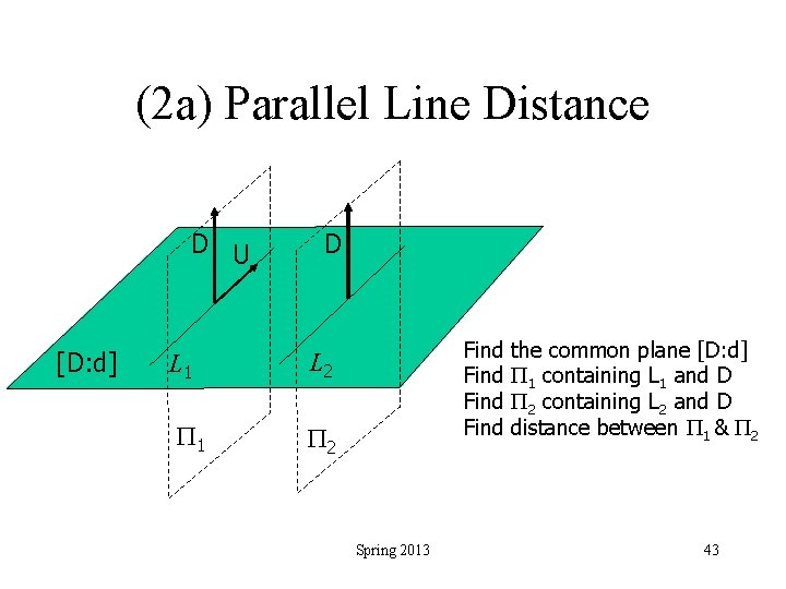 (2 a) Parallel Line Distance D U [D: d] D L 1 L 2