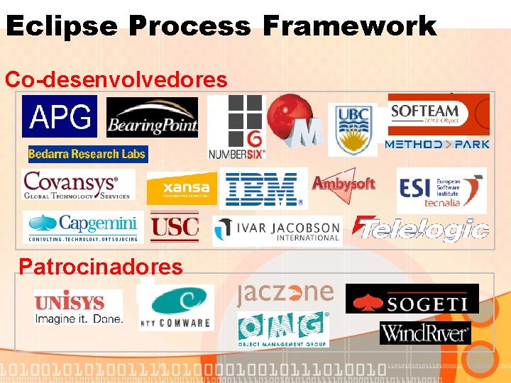 Eclipse Process Framework Co-desenvolvedores Patrocinadores 