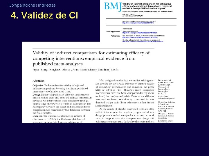 Comparaciones Indirectas 4. Validez de CI 