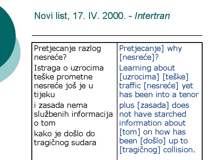 Novi list, 17. IV. 2000. - Intertran Pretjecanje razlog nesreće? Istraga o uzrocima teške