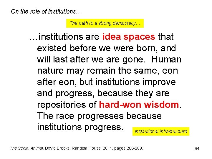 On the role of institutions… The path to a strong democracy… …institutions are idea On the role of institutions… The path to a strong democracy… …institutions are idea