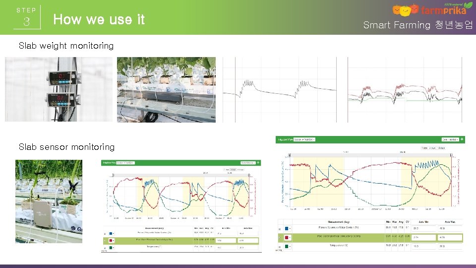 STEP 3 How we use it Slab weight monitoring Slab sensor monitoring Smart Farming STEP 3 How we use it Slab weight monitoring Slab sensor monitoring Smart Farming