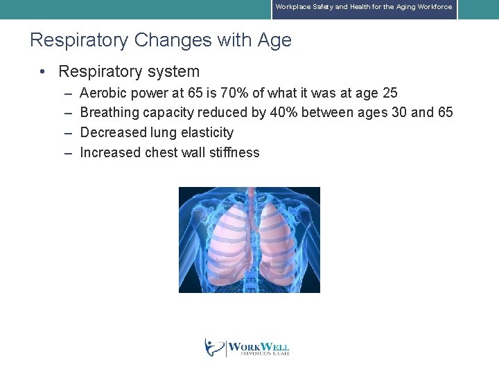 Workplace Safety and Health for the Aging Workforce Respiratory Changes with Age • Respiratory