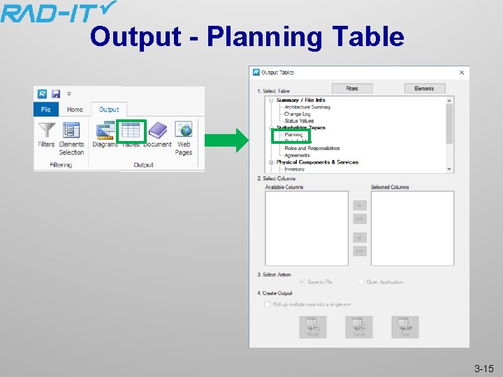 Output - Planning Table 3 -15 