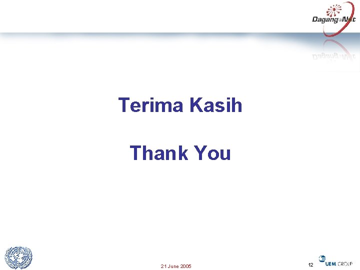 Terima Kasih Thank You 21 June 2005 12 