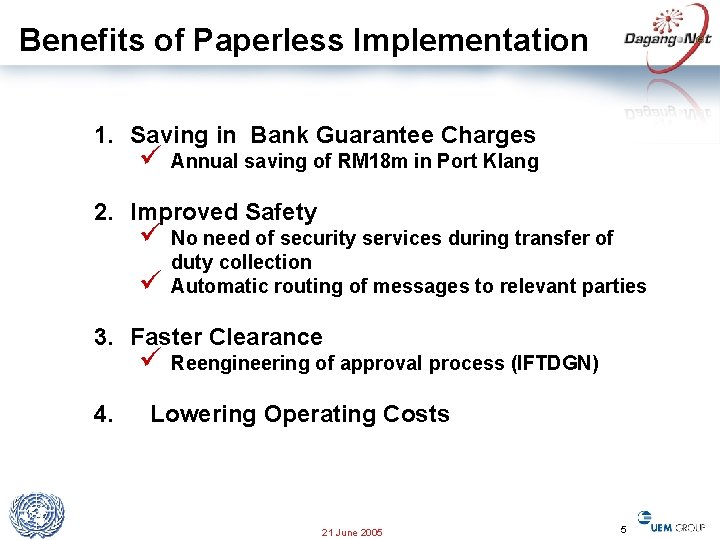 Benefits of Paperless Implementation 1. Saving in Bank Guarantee Charges ü Annual saving of
