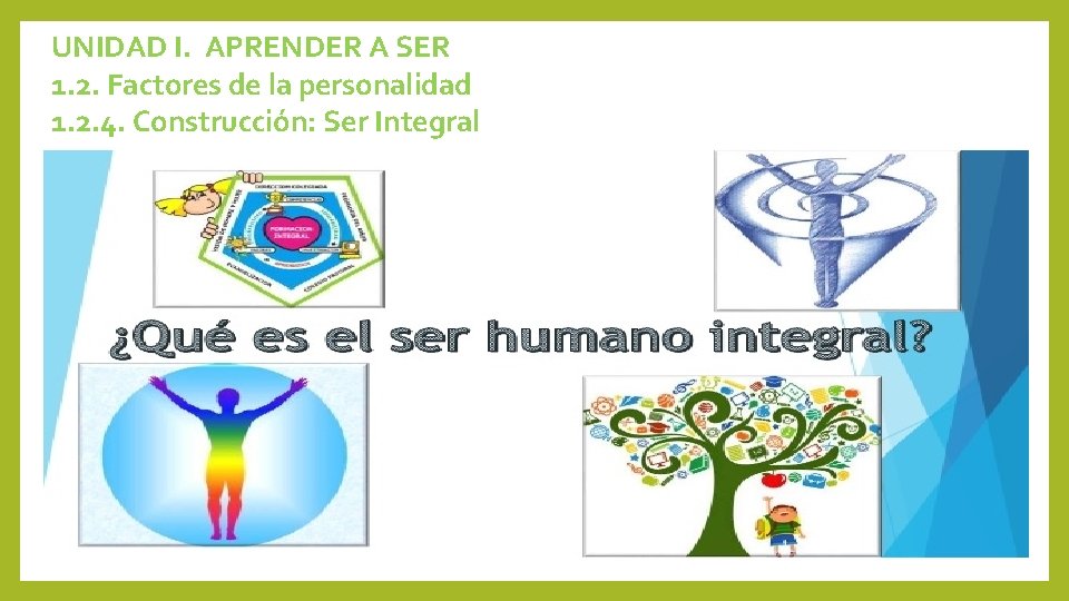 UNIDAD I. APRENDER A SER 1. 2. Factores de la personalidad 1. 2. 4.