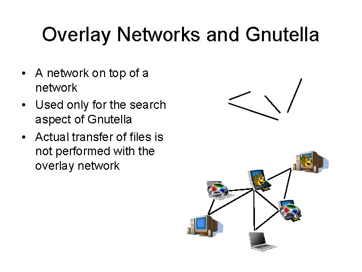 Overlay Networks and Gnutella • A network on top of a network • Used