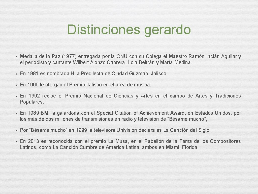 Distinciones gerardo • Medalla de la Paz (1977) entregada por la ONU con su