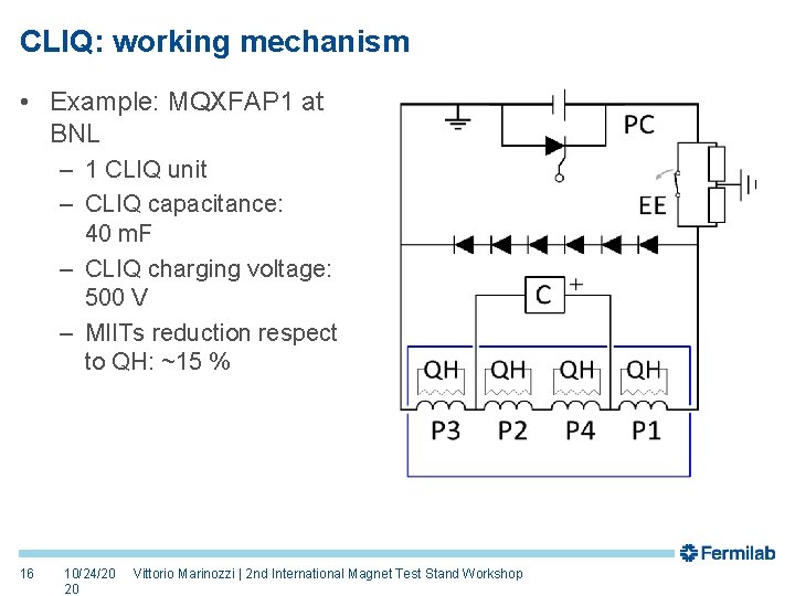 CLIQ: working mechanism • Example: MQXFAP 1 at BNL – 1 CLIQ unit –