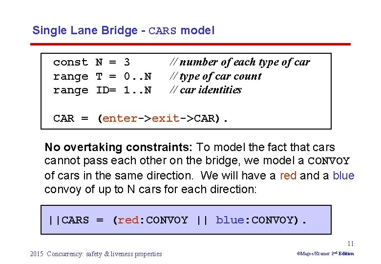 Single Lane Bridge - CARS model const N = 3 range T = 0.