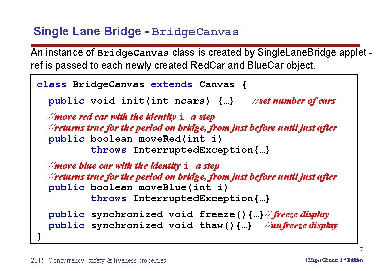 Single Lane Bridge - Bridge. Canvas An instance of Bridge. Canvas class is created