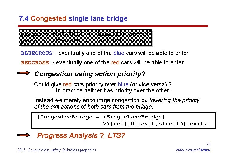 7. 4 Congested single lane bridge progress BLUECROSS = {blue[ID]. enter} progress REDCROSS =