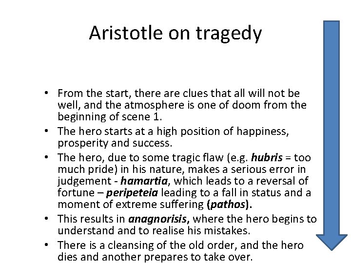 Aristotle on tragedy • From the start, there are clues that all will not