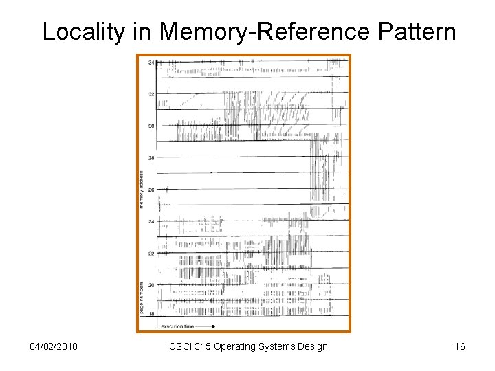 Locality in Memory-Reference Pattern 04/02/2010 CSCI 315 Operating Systems Design 16 