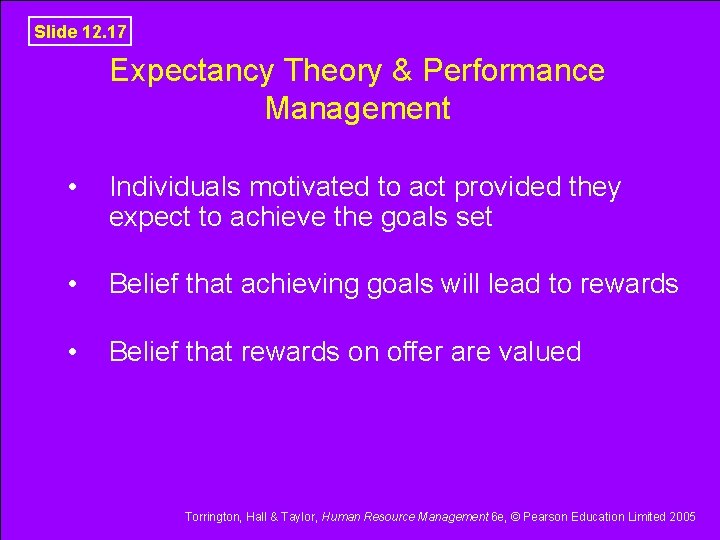 Slide 12. 17 Expectancy Theory & Performance Management • Individuals motivated to act provided