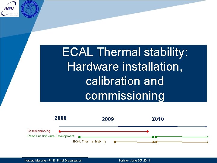 ECAL Thermal stability: Hardware installation, calibration and commissioning 2008 2010 2009 Commissioning Read Out ECAL Thermal stability: Hardware installation, calibration and commissioning 2008 2010 2009 Commissioning Read Out