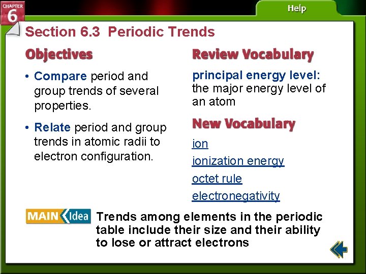 Section 6. 3 Periodic Trends • Compare period and group trends of several properties.