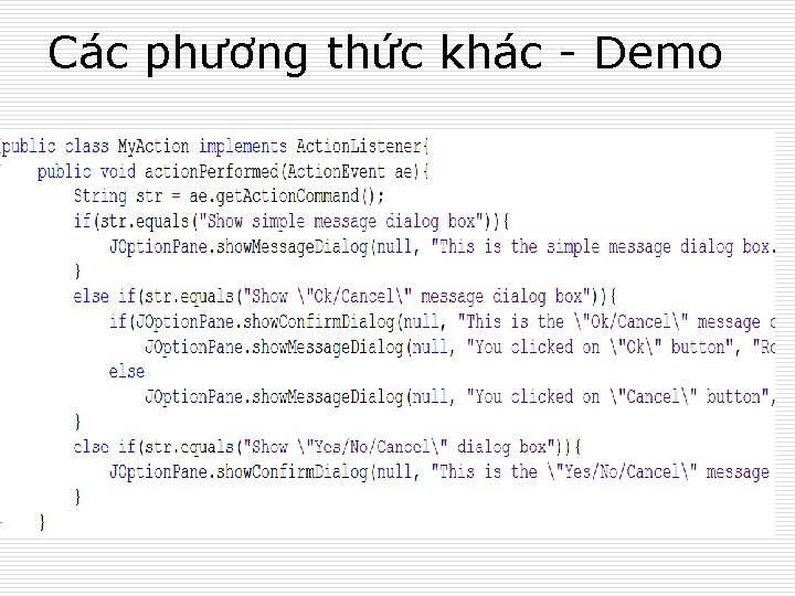 Các phương thức khác - Demo 