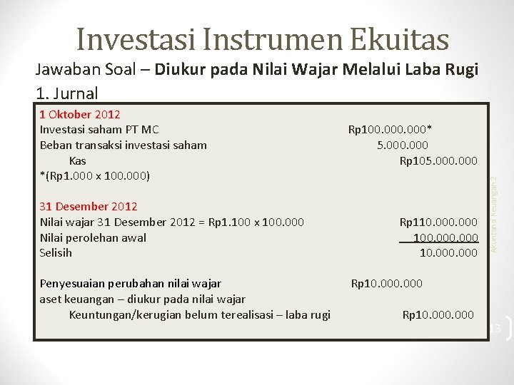 Investasi Instrumen Ekuitas Jawaban Soal – Diukur pada Nilai Wajar Melalui Laba Rugi 1.