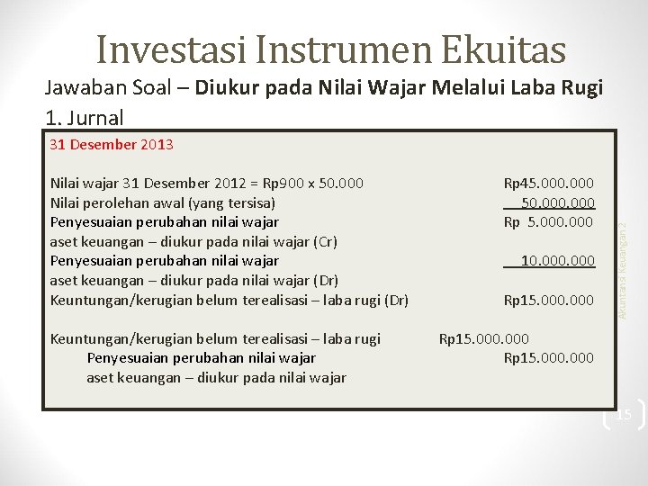 Investasi Instrumen Ekuitas Jawaban Soal – Diukur pada Nilai Wajar Melalui Laba Rugi 1.