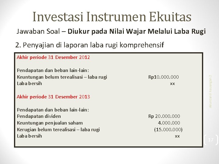 Investasi Instrumen Ekuitas Jawaban Soal – Diukur pada Nilai Wajar Melalui Laba Rugi 2.