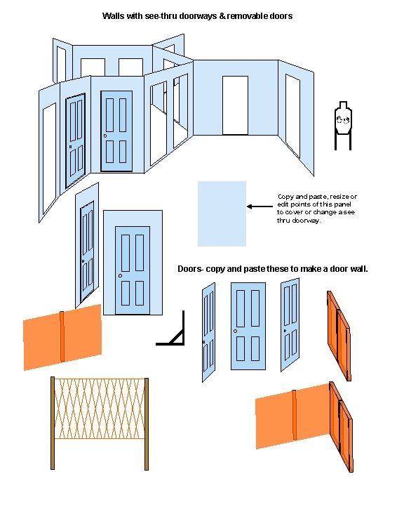 Walls with see-thru doorways & removable doors Copy and paste, resize or edit points
