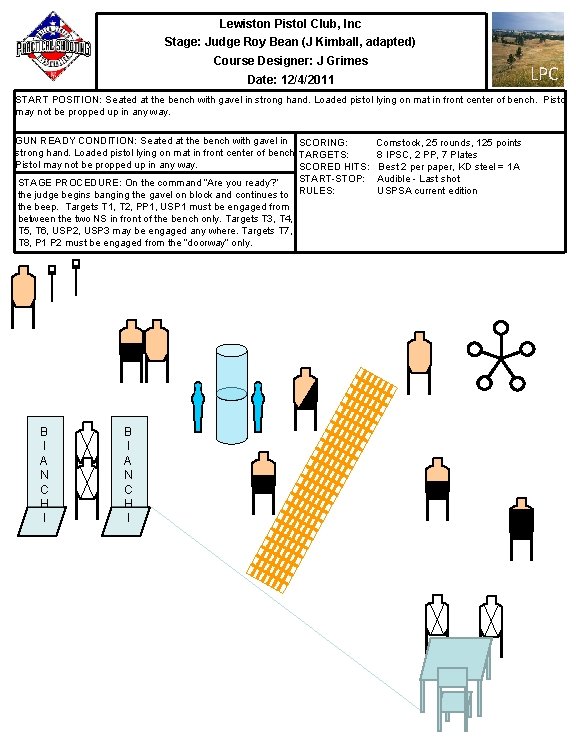 Lewiston Pistol Club, Inc Stage: Judge Roy Bean (J Kimball, adapted) Course Designer: J