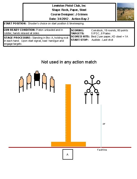 Lewiston Pistol Club, Inc Stage: Rock, Paper, Steel Course Designer: J Grimes LPC Date: