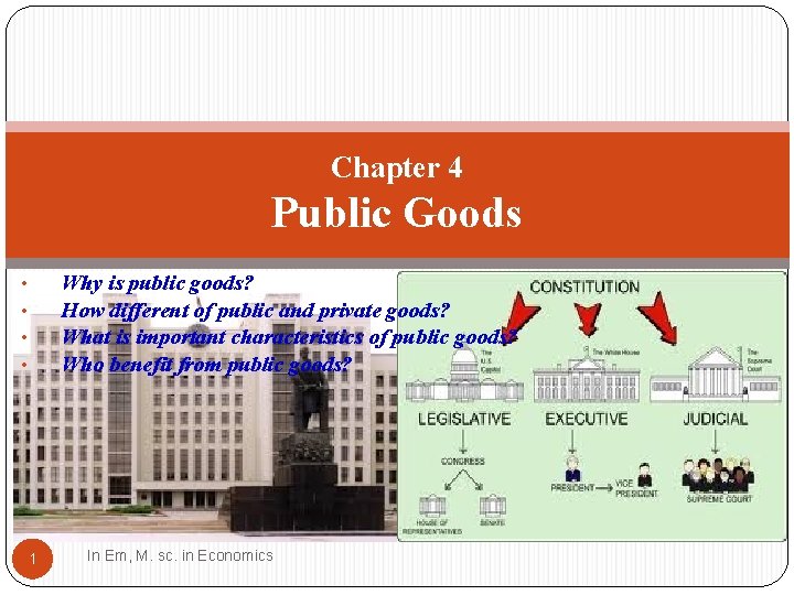 Chapter 4 Public Goods Why is public goods? How different of public and private