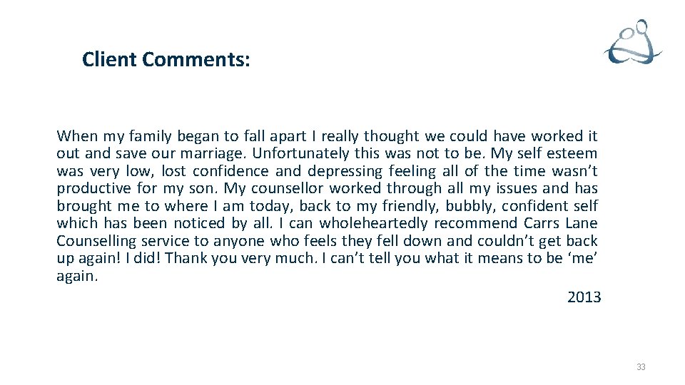 Client Comments: When my family began to fall apart I really thought we could