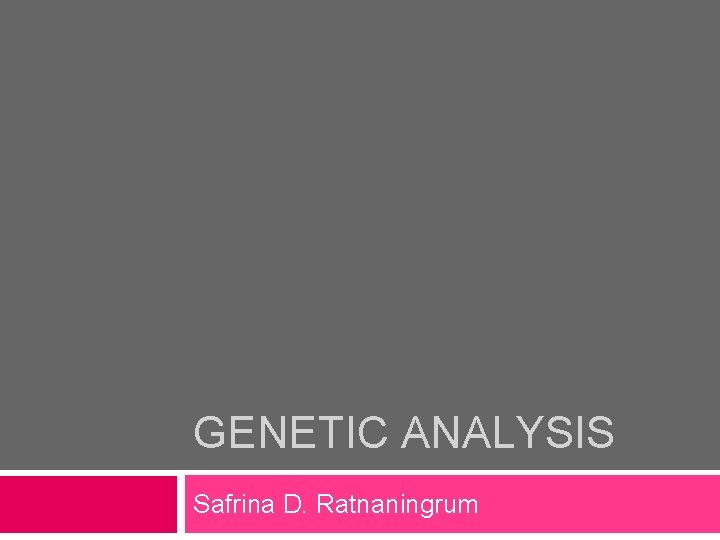 GENETIC ANALYSIS Safrina D. Ratnaningrum 