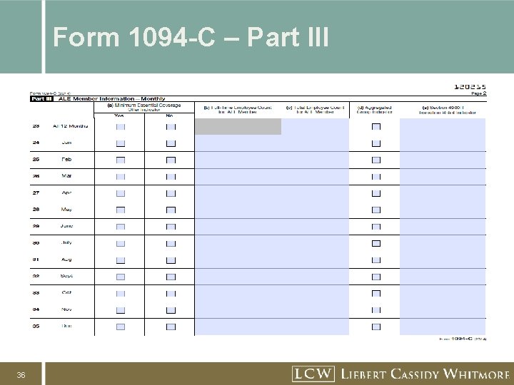 Form 1094 -C – Part III 36 