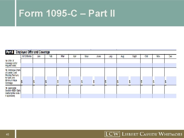 Form 1095 -C – Part II 45 