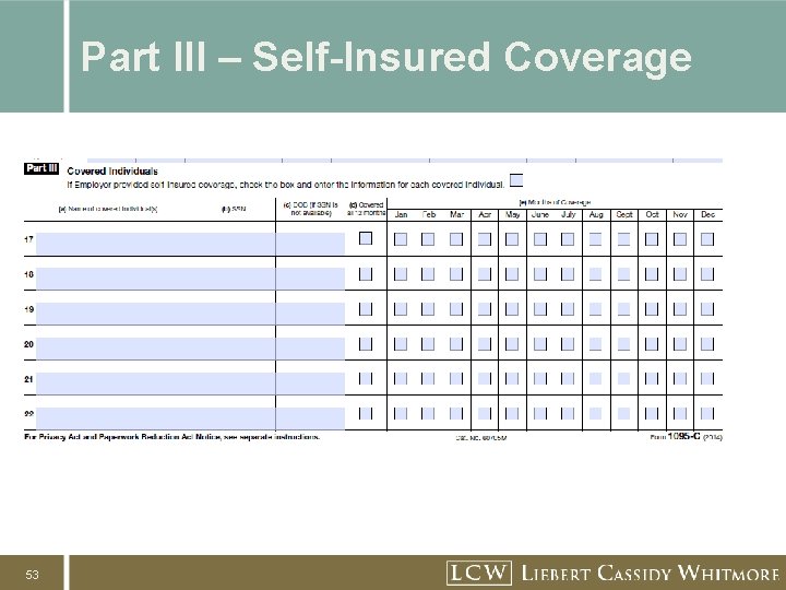 Part III – Self-Insured Coverage 53 