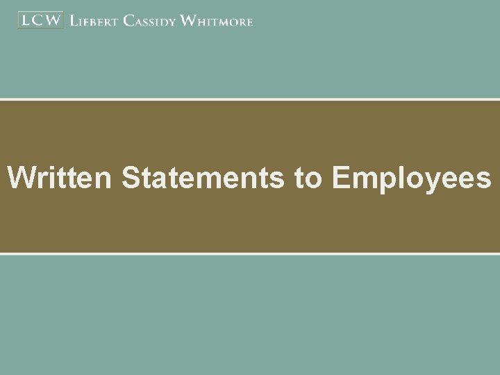 Written Statements to Employees 