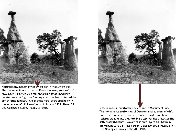 Template Example Natural monuments formed by erosion in Monument Park. The monuments are formed