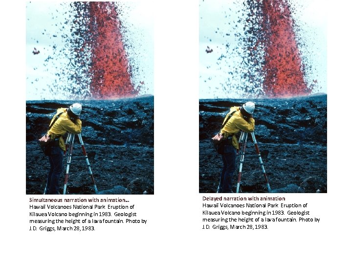 Template Example Simultaneous narration with animation… Hawaii Volcanoes National Park. Eruption of Kilauea Volcano