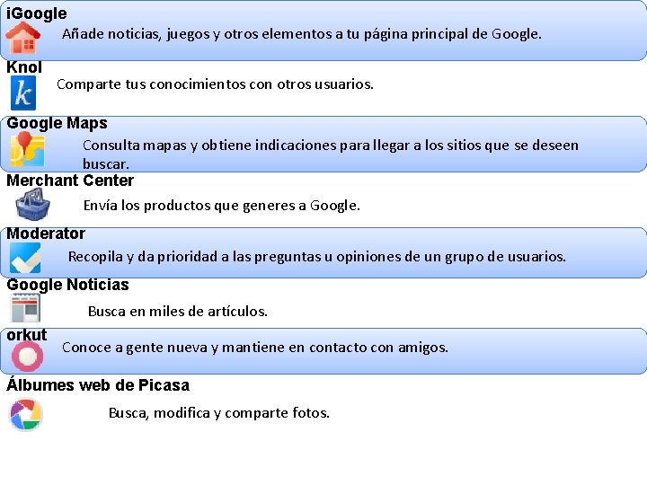 i. Google Añade noticias, juegos y otros elementos a tu página principal de Google.